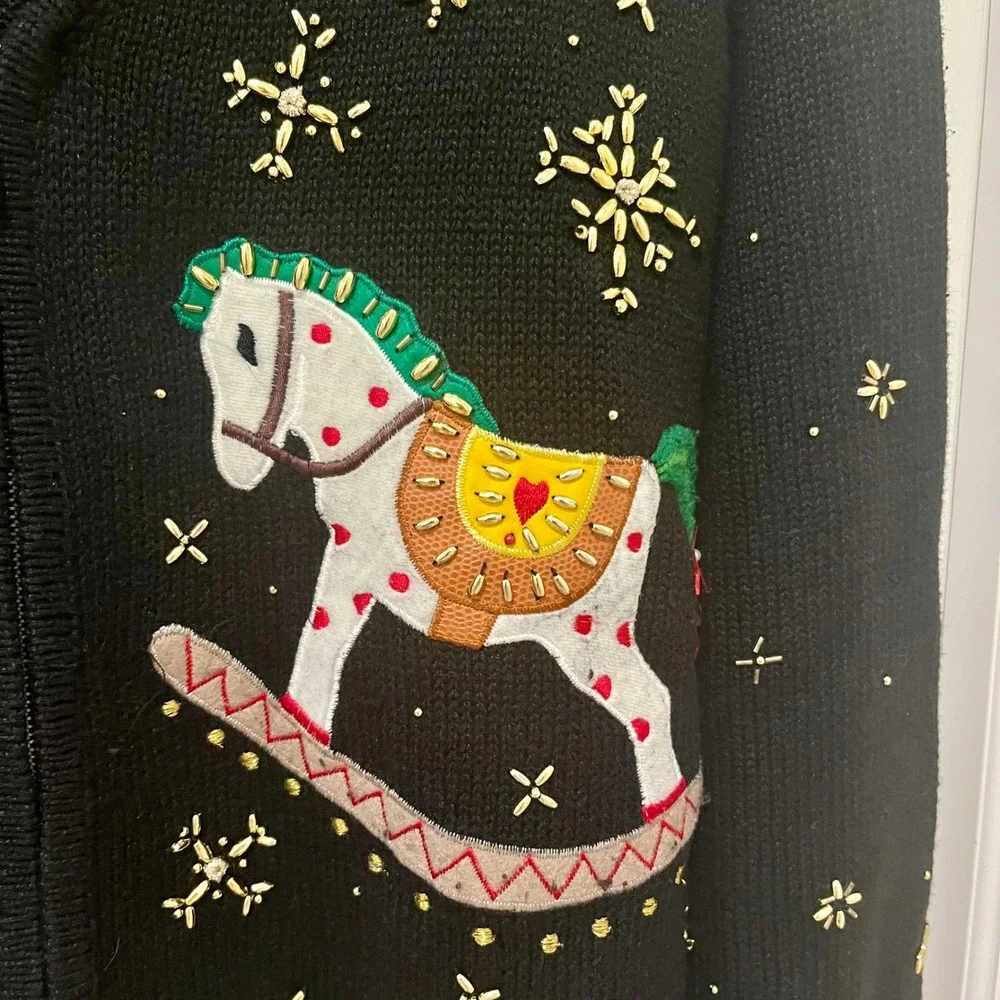 VTG 90s‎ Designer Originals Studio Festive Christmas Sweater Holiday Sparkle L